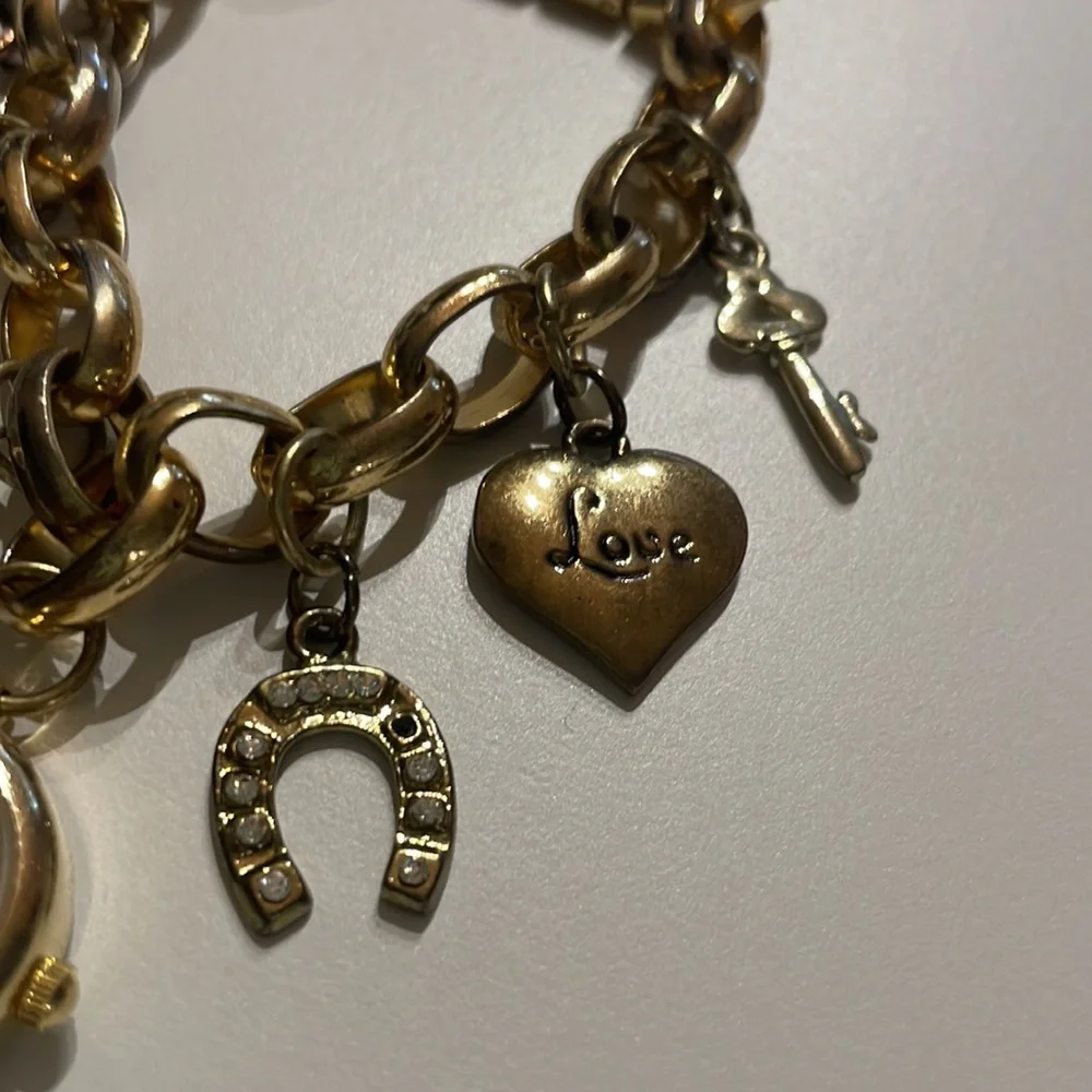 Gold Tone 7 Charms 7” Long Bracelet - Picture 4 of 6
